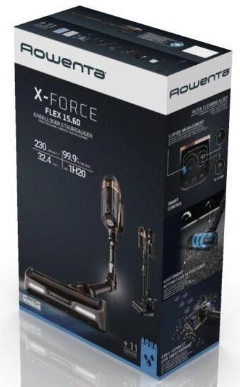 Пылесос Rowenta беспроводный X-Force Flex 15.60, 230Вт, влажная уборка, конт пыль -0,9л, автон. раб. до 80мин, НЕРА, черный