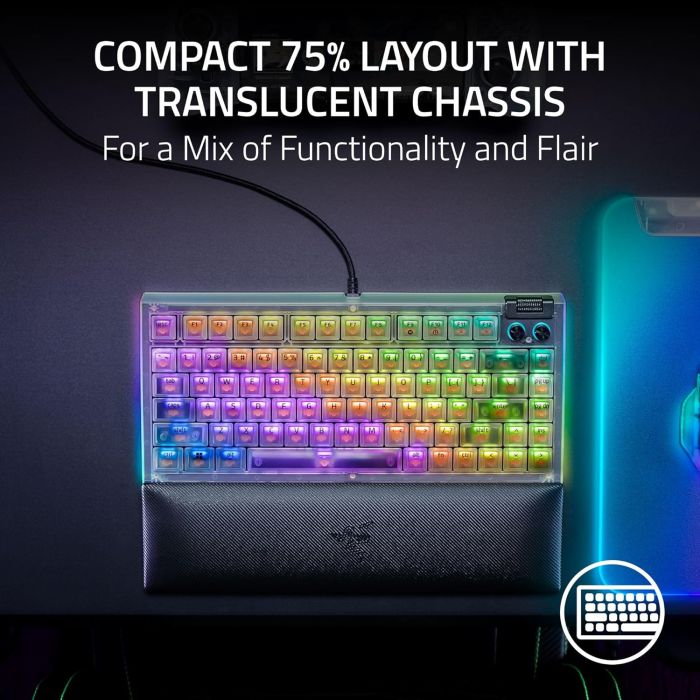 Клавіатура механічна Razer BlackWidow V4 75% RGB 83key Mechanical Tactile Switch GEN-3, USB-A, EN, Phantom White Ed.