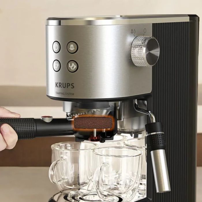 Кофеварка Krups рожковая Virtuoso+ Tamping System 1л, молотый, 15 бар, черный