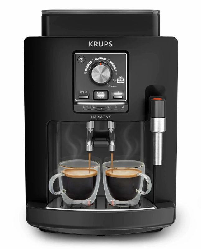Кавомашина Krups Harmony 1.7л, зерно, ручний капучинатор, мех. керування, авторецептів - 4, свій рецепт, чорний