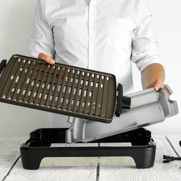 Гриль George Foreman барбекю Smokeless BBQ Grill 1606Вт, темп. режимів-3, з`ємні пластини, пластик, чорний
