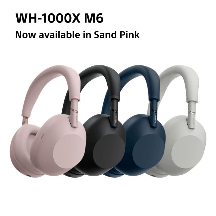 Наушники Over-ear Sony WH-1000XM6 BT 5.3, ANC, Hi-Res, AAC, LDAC, LC3, Wireless, Mic, Розовый