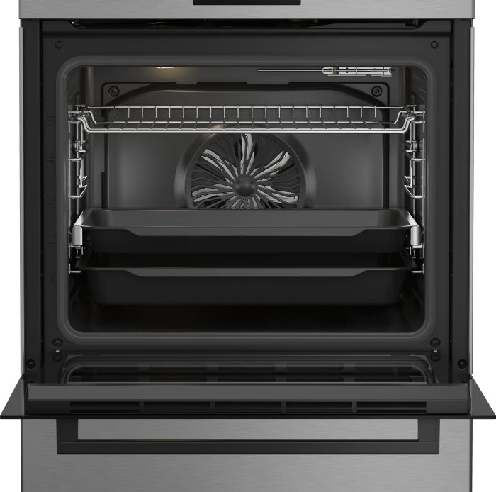 Плита Beko комби, 72л, 60x60см, конвекция, дисплей, телескопическая направляющая, нержавеющая сталь