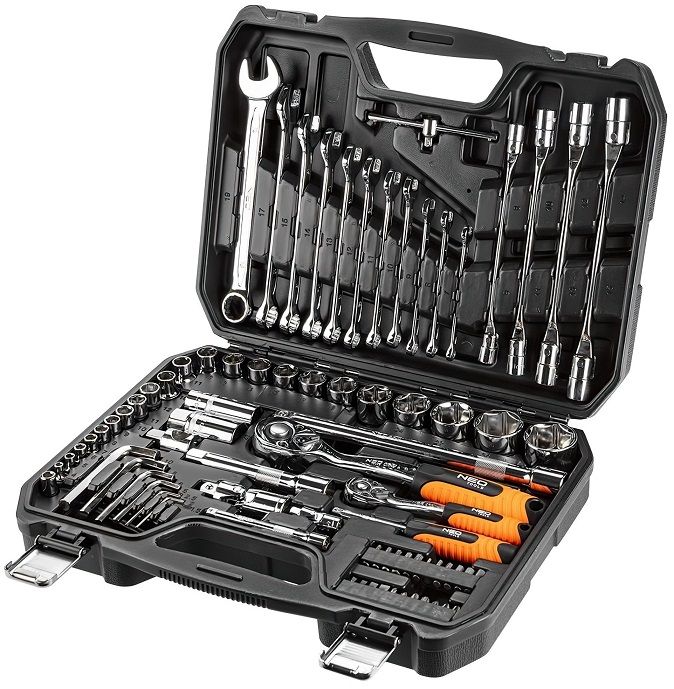 Набор инструментов Neo Tools, 1/2", 1/4", 77шт, CrV