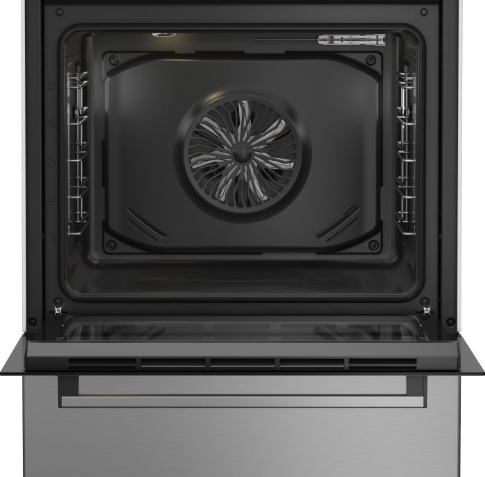 Плита Beko электрическая стеклокерамическая, 72л, 60x60см, дисплей, конвекция, нерж