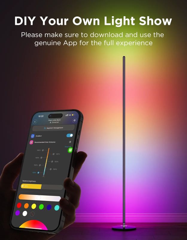 Торшер умный Govee H8076 Govee Floor Lamp lite, 1000Lm, RGBWW+RGBIC+WW, WI-FI/Bluetooth, черный