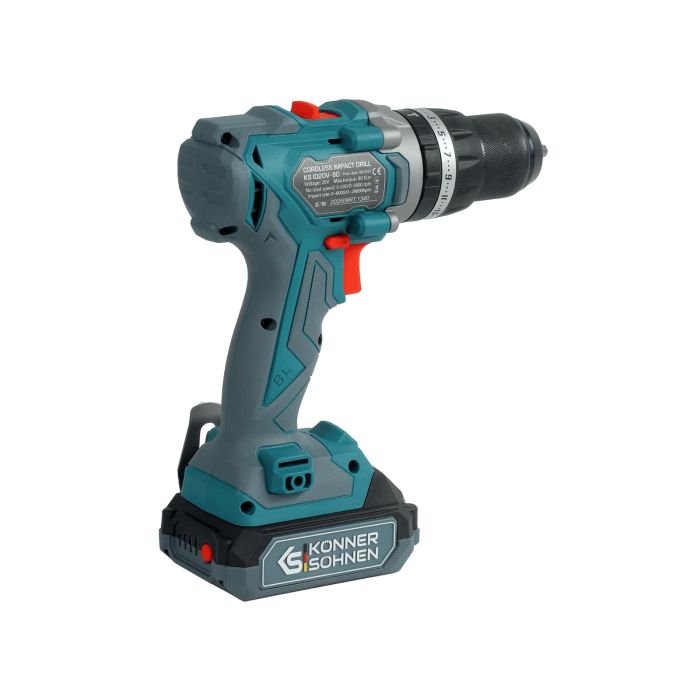 Набор из двух аккумуляторных инструментов Konner&Sohnen KS IDAGB 20V SET 1 20В дрель ударная, шлифмашина угловая, быстрый ЗП 2.4А акб 1х2А·час+1х4А·час кейс 3кг