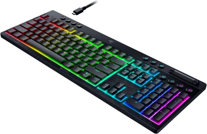 Клавіатура механічна BlackWidow V4 Low-profile HyperSpeed, 104key, Orange Switch, USB-A/WL/BT, EN, RGB, чорний