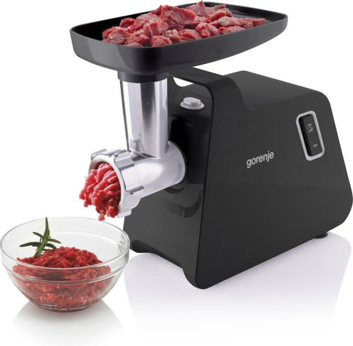 Мясорубка Gorenje, 1700Вт, 2.3кг/мин, 2 решетки, пластик/металл, черный