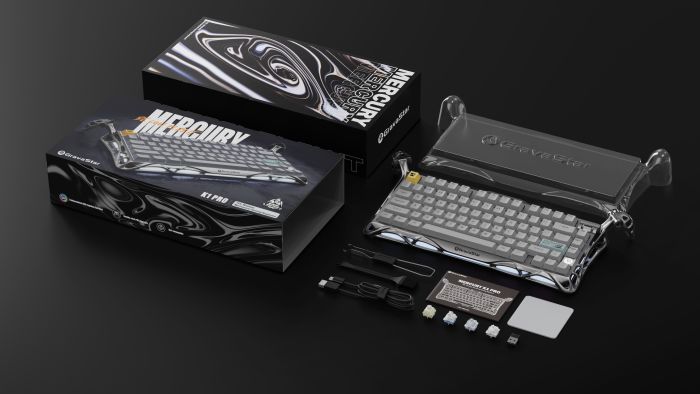 Клавіатура механічна GravaStar Mercury K1 Pro 80keys, GravaStar x Kailh Speedy Mint, EN/UKR, BT/WL/USB, сірий