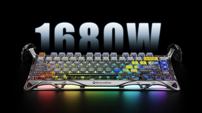 Клавіатура механічна GravaStar Mercury K1 Pro 80keys, GravaStar x Kailh Speedy Mint, BT/WL/USB, RGB, Interstellar Silver