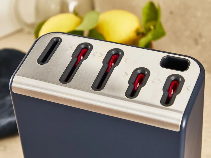 Набір ножів Tefal EverSharp Pro, з блоком, 6предметів, нержавіюча сталь, синій