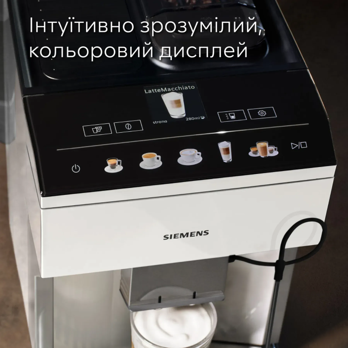 Кофемашина Siemens 1.9л, зерно + молоко, автомат.капучинатор, авторецептов - 10, белый