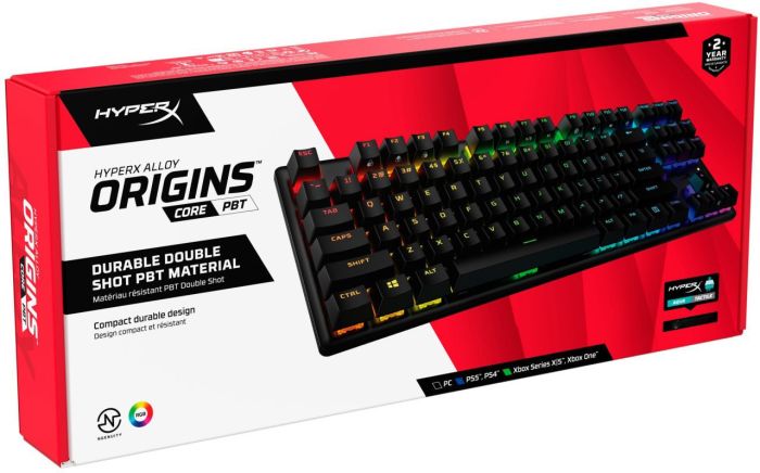 Клавиатура механическая HyperX Alloy Origins Core PBT 87key, AqUK, USB-A, EN/UA, RGB, черный