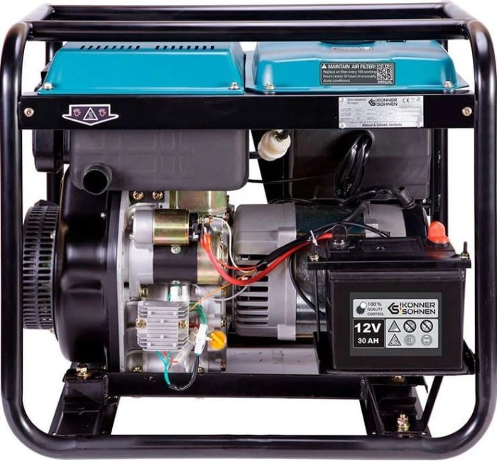 Генератор дизельний Konner&Sohnen KS 6100HDE (EURO V), 230В, 5.5/5.0кВт, електростартер, передстартовий підігрів, 107кг