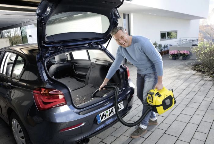 Пылесос профессиональный Karcher WD 1 Compact Battery, 18В, контейнер 7л, 3.14кг, без АКБ и ЗП
