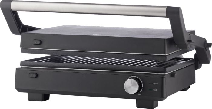 Гриль Gorenje прижимний 2000Вт, темп. режимів-7, з`ємні пластини, розкриття на 180°, метал, чорний