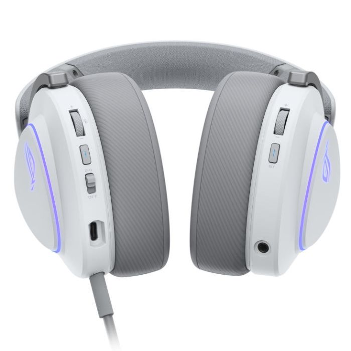 Гарнитура игровая ASUS ROG Delta II, 3.5мм/BT/WL, RGB, 2м, moonlight white