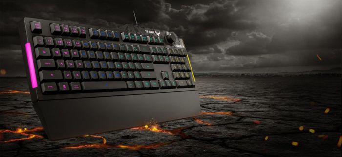 Клавиатура мембранная ASUS TUF Gaming K1, 104key, USB-A, EN/UK, RGB, чёрный