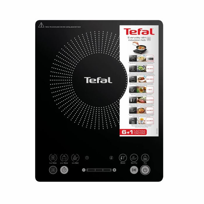 Плитка настільна Tefal індукційна Everyday Slim, конфорок - 1 на 2.1кВт, керування - сенсорне, програм - 6, чорний