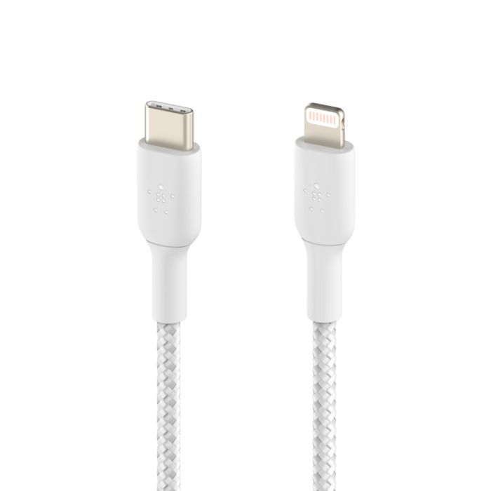 Кабель USB-C > Lightning зарядки/синхронизации Belkin 1м, 30Вт, Type-C, витой, белый