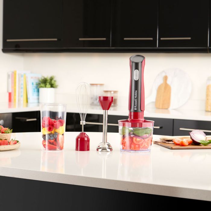 Блендер Russell Hobbs погружной Desire Red, 500Вт, чаша-500мл, венчик, мини-измел., красный