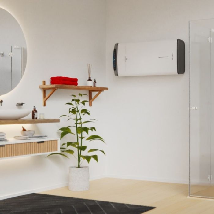 Водонагрівач електричний Ariston VELIS DUNE WIFI 50 EU плаский, слім, 50л, 2*1,5 кВт, емал. нагр. ел, ун. монтаж, ел. кер-ня, B, Італія, білий