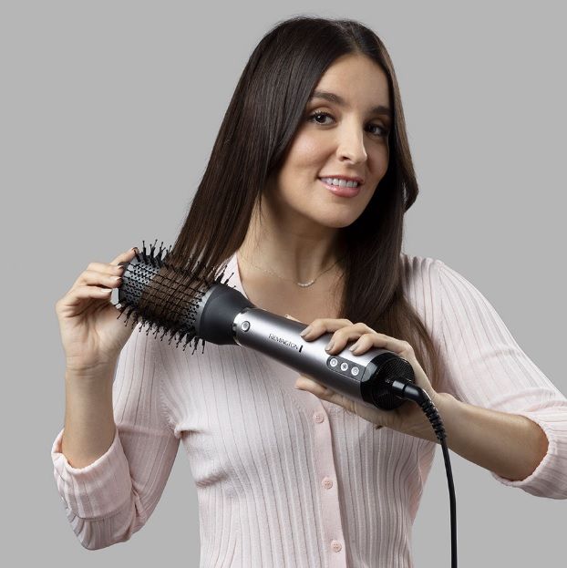 Фен-щітка Remington ProLuxe You Adaptive, 1000Вт, 3 режими, іонізація, хол. обдув, кераміка, сірий