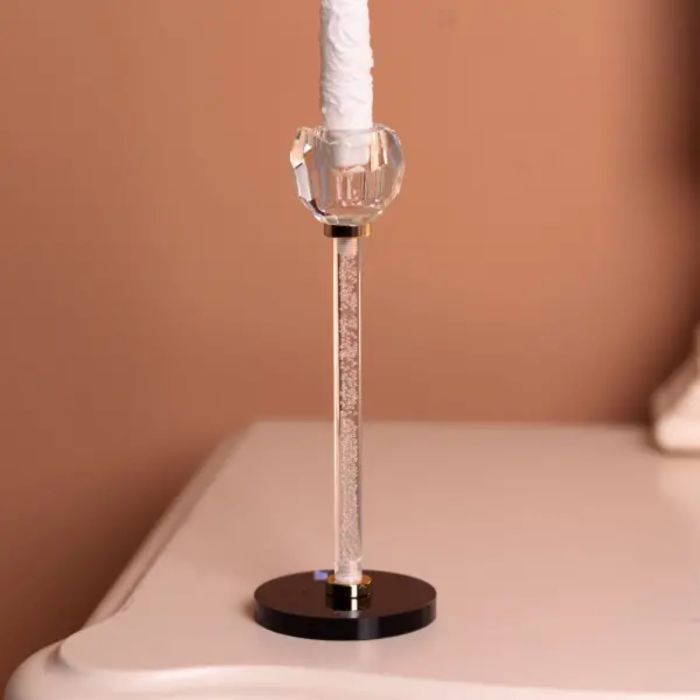 Скляний свічник Crystal Pillar 22см на стіл високий декоративний HP-7-26