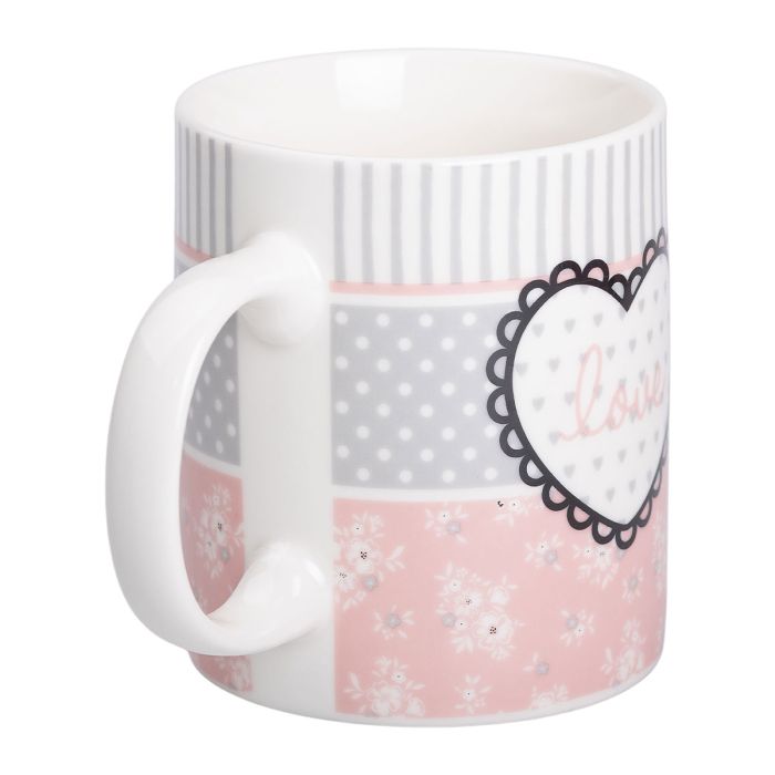 Чашка порцелянова 400 (мл) чашка для кави та чаю з написом та серцем Lugi RX-N240143PKV