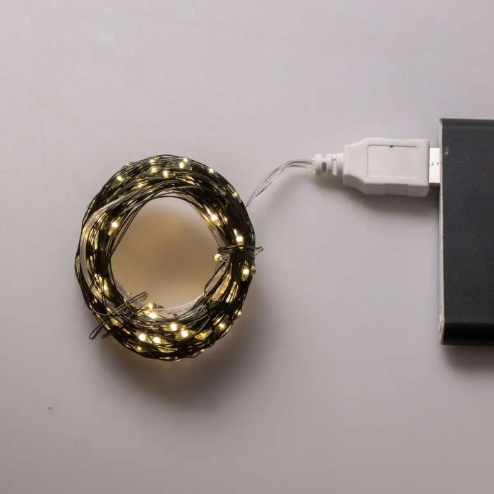 Гірлянда роса 20 метрів USB на 200 led світлодіодів крапля на зеленому дроті жовта USB200L20MGY