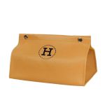 Серветниця з еко шкіри 20×7.5×11.5 см для серветок на кнопках Жовтий HP-3-213Y
