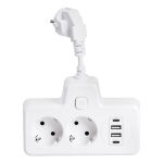 Мережевий фільтр на 2 євро розетки з 2 USB та 2 Type-C білий HP-5-17