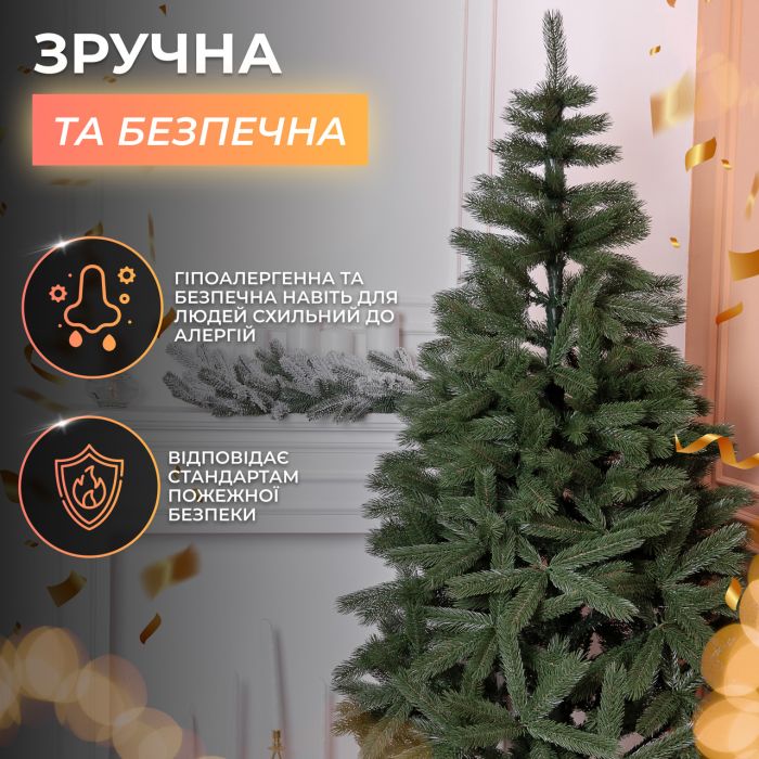 Штучна ялинка 1.3 м зелена, новорічна ялинка Косівська V8 ялинка штучна реалістична Преміум KOS-KOSGR13