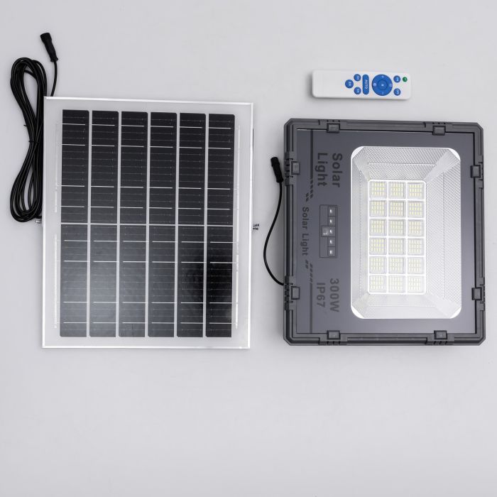 Вуличний LED ліхтар на сонячних батареях 31.6x27.8x7.5 см прожектор світлодіодний вуличний 270 LED 300 Вт із сонячною панеллю HP-5-62