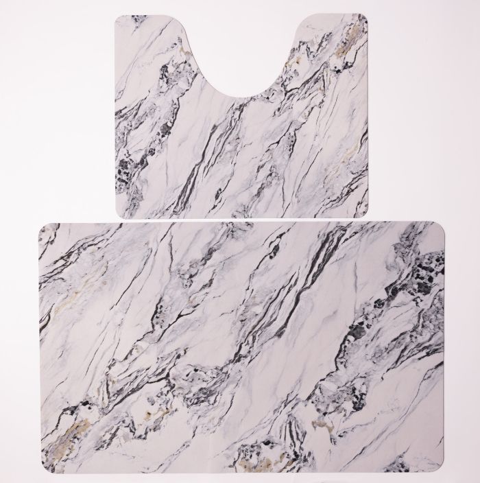 Набір килимків для ванної та туалету White Marble 50*80/40*50 см Yiwu HP-42-181