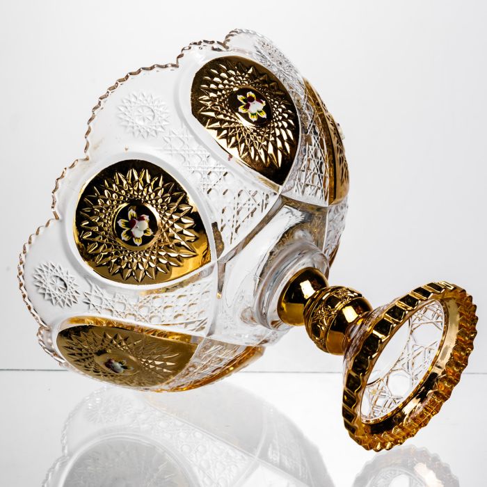 Ваза для фруктів скляна Gold Glass 22 см Yiwu HP-34-140