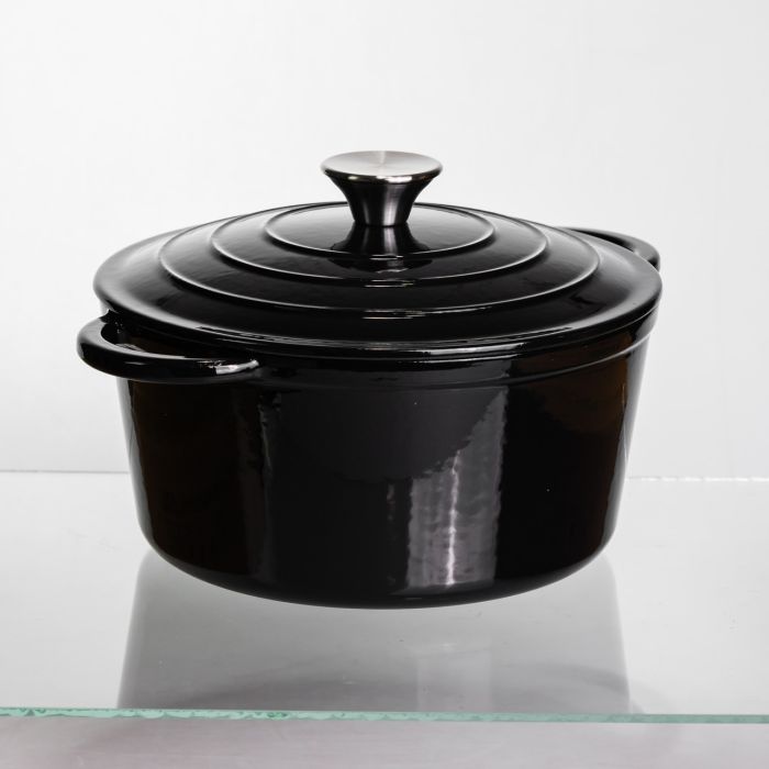 Каструля чавунна емальована 4 л, чорний Yiwu HP-FLG-1 BLACK