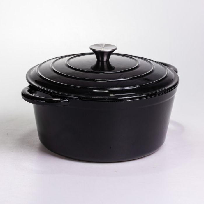 Каструля чавунна емальована 6,5 л, чорний Yiwu HP-FLG-3 BLACK