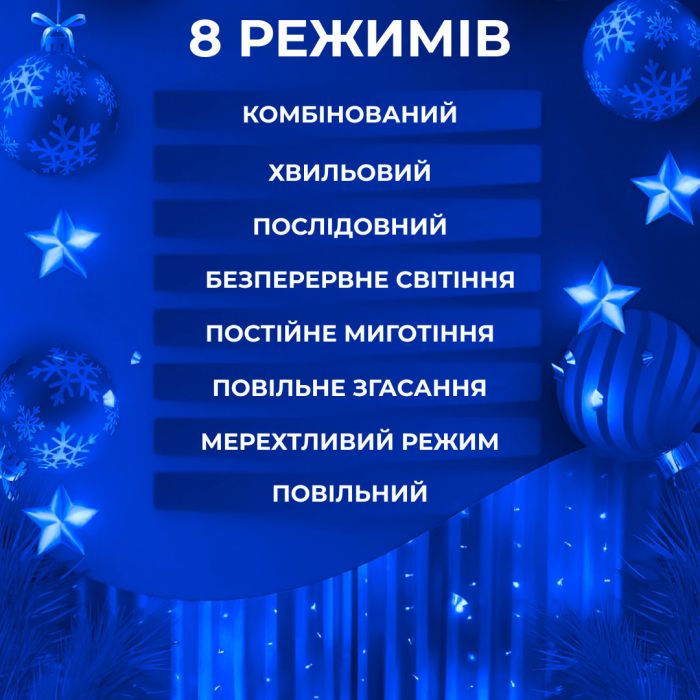 Гірлянда світлодіодна GarlandoPro 270 LED Водоcпад 3х3 м 10 ліній 8 режимів Синій 1733050BL