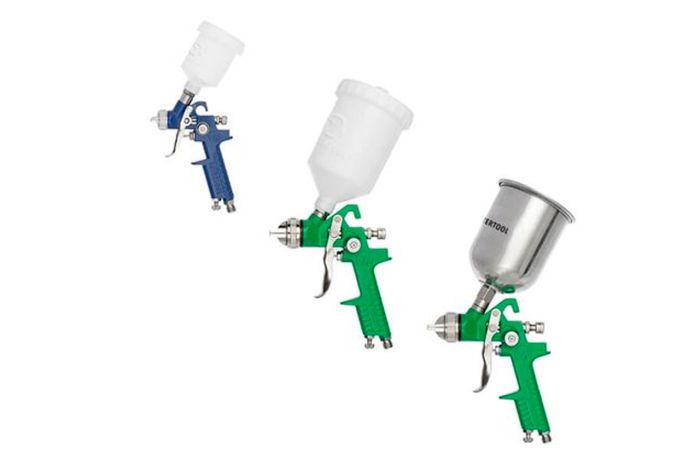 Набір фарбопультів HVLP Intertool 125-600 мл x 0.8-1.3-1.7 мм верхній бак (PT-1505)