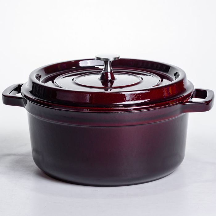 Кокотниця чавунна емальована 4,5 л, бургунді Yiwu HP-FLG-11 burgundy