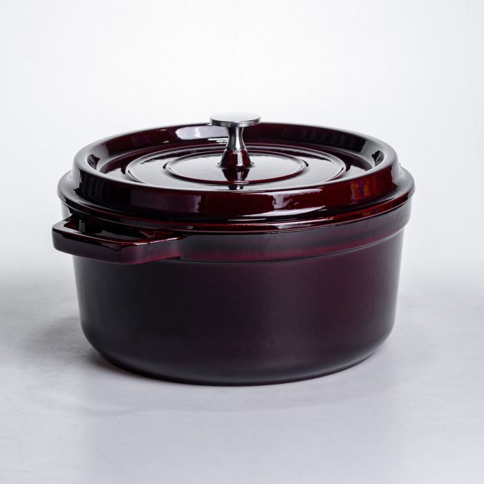Кокотниця чавунна емальована 4,5 л, бургунді Yiwu HP-FLG-11 burgundy