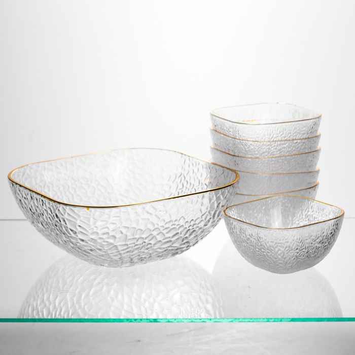 Набір салатниць Golden 7 штук 1.5 л/0.2 л із золотою окантовкою Yiwu HP-34-43