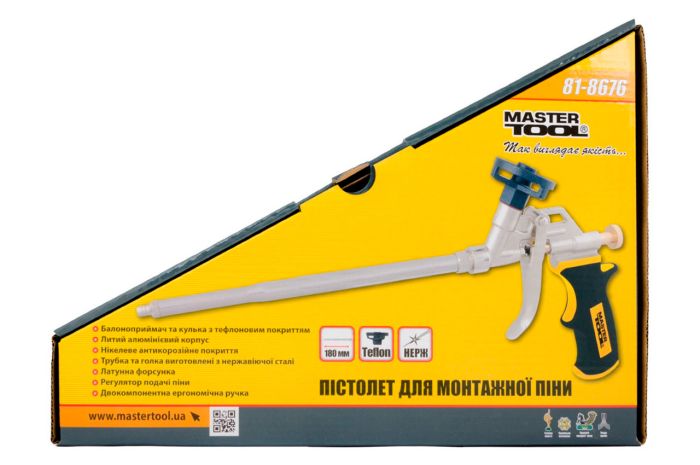 Пистолет для пены Mastertool 330 мм тефлон держатель баллона игла (81-8676)