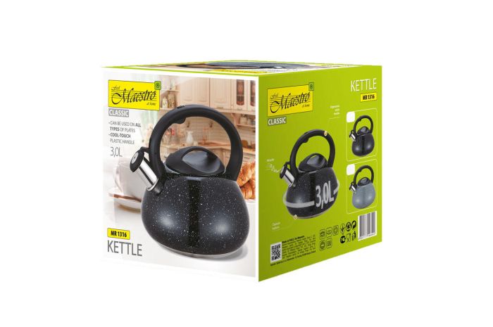 Чайник нержавеющий Maestro 3 л MR-1316 (MR-1316-BLACK)