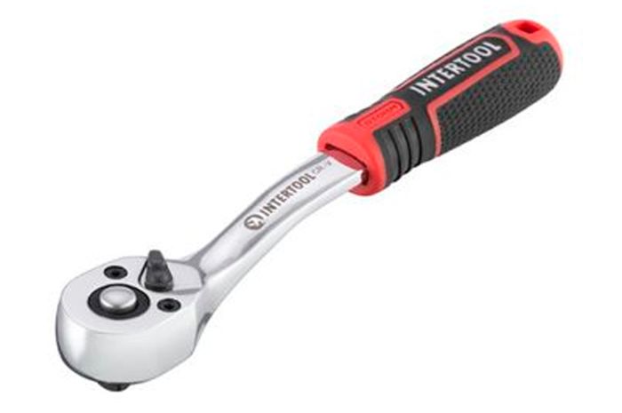 Ключ трещоточный (рукоятка с храповым механизмом) Intertool 1/4" x 72T Storm (ET-8001)