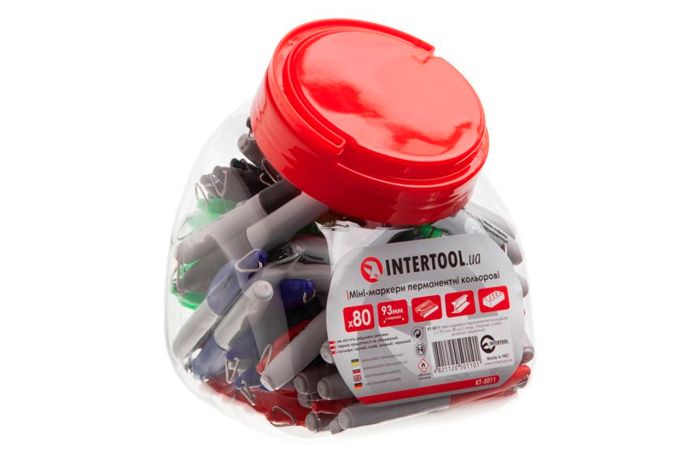 Маркер перманентный Intertool 93 мм ассотри (80 шт.) (KT-5011)