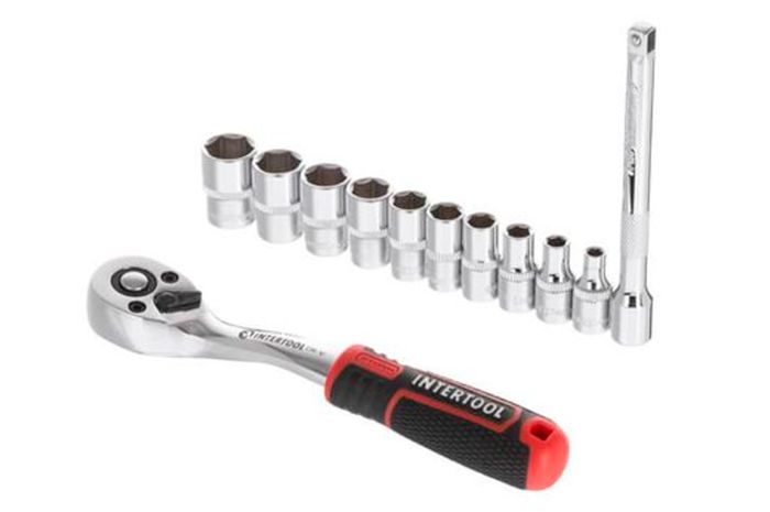 Набір інструменту на планці Intertool 1/4" x 12 од. Storm (ET-8012)