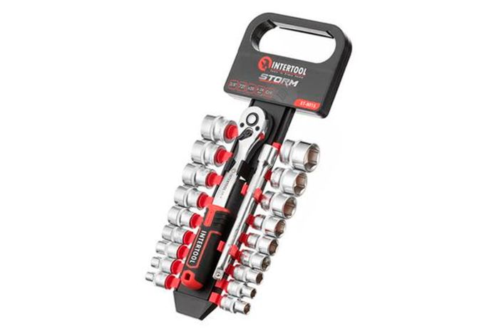 Набір інструменту на планці Intertool 3/8" x 20 од. Storm (ET-8015)